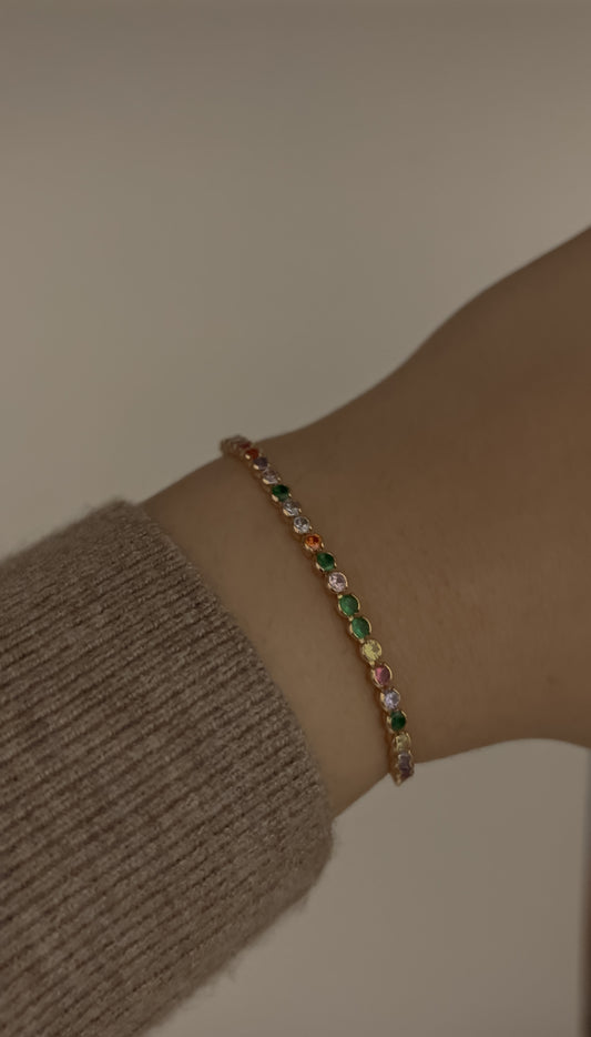 Multi-coloured tennis bracelet